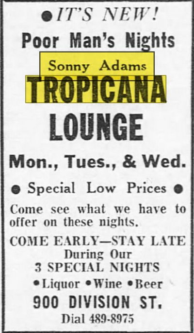 Tropicana Lounge - Mar 1964 Ad (newer photo)